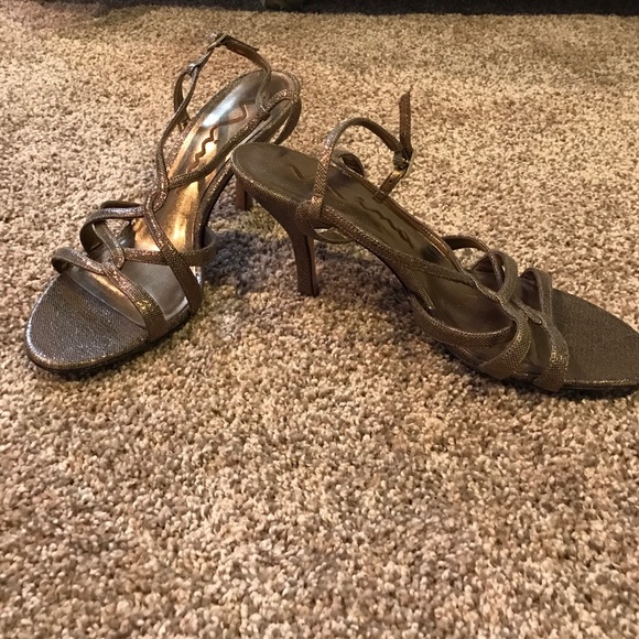 Golden brown sparkly heels