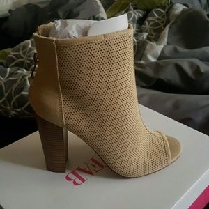 Tan peep toe booties