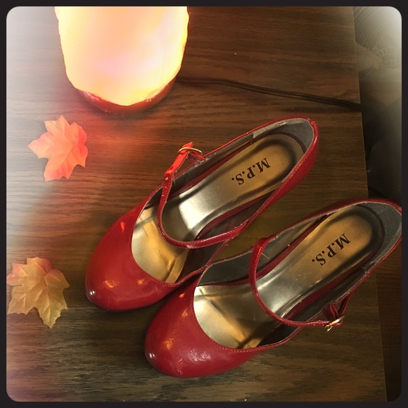 Red Mary Jane Kitten Heels