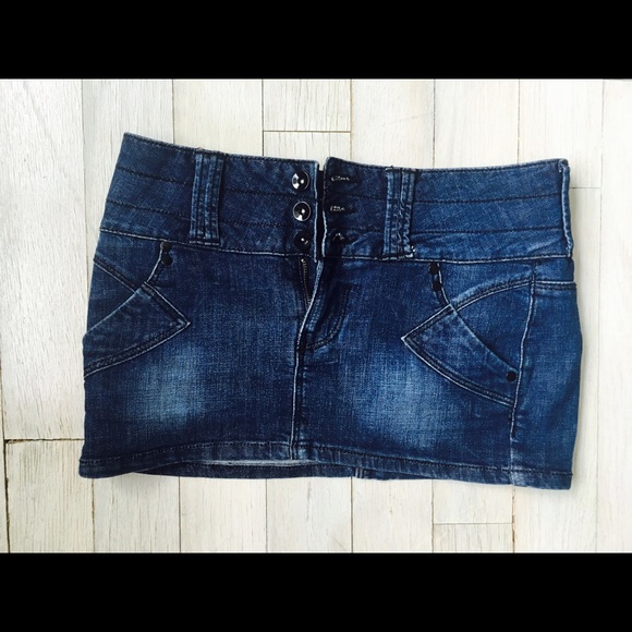 Dark Jean Mini Skirt - Picture 2 of 3