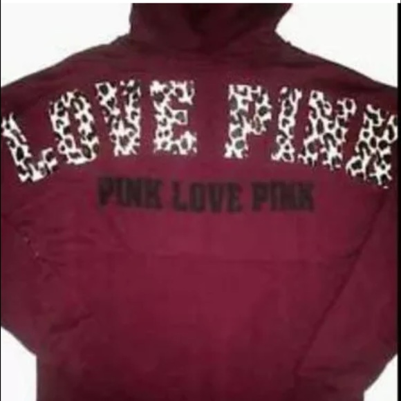 Victoria secret pink maroon cheetah hood pullover