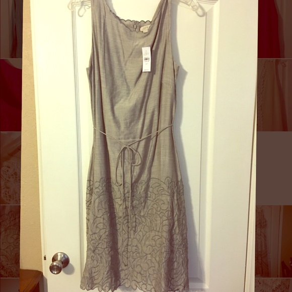 Loft Dress w/ Scalloped Trim & Embroidery- 14 Tall