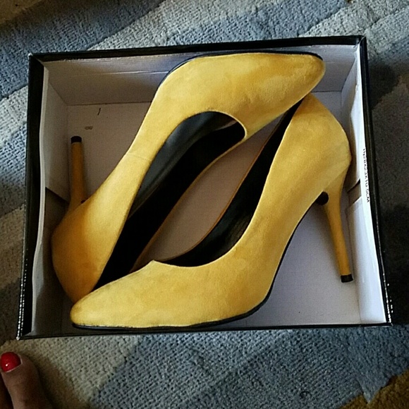 Mustard Yellow Suede Pumps