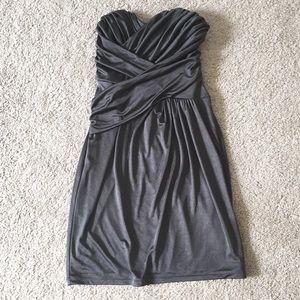 NWT Express Ruched Strapless Dress Metallic Gray