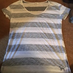 VS PINK grey & white striped top