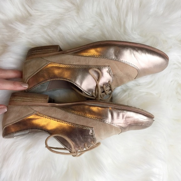 Rose Gold Suede Oxfords - Picture 3 of 4