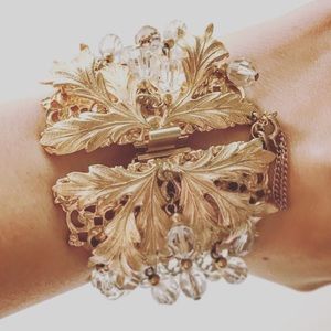 [Vintage] NAPIER Beaded Gold Statement Bracelet