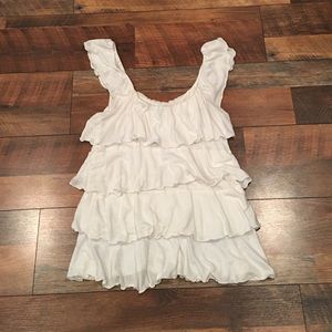 White dressy/casual ruffled top