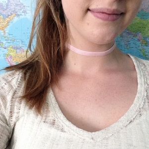 Light Pink Velvet Choker Necklace