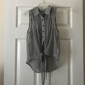 Striped Foreign Exchange Button Down Blouse
