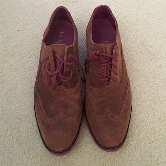 Cole haan brown and magenta oxfords