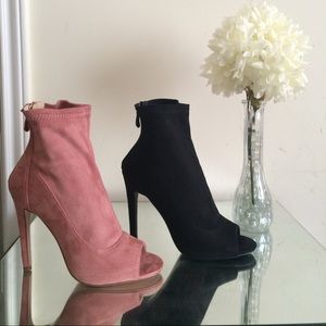 Peep Toe Suede Booties