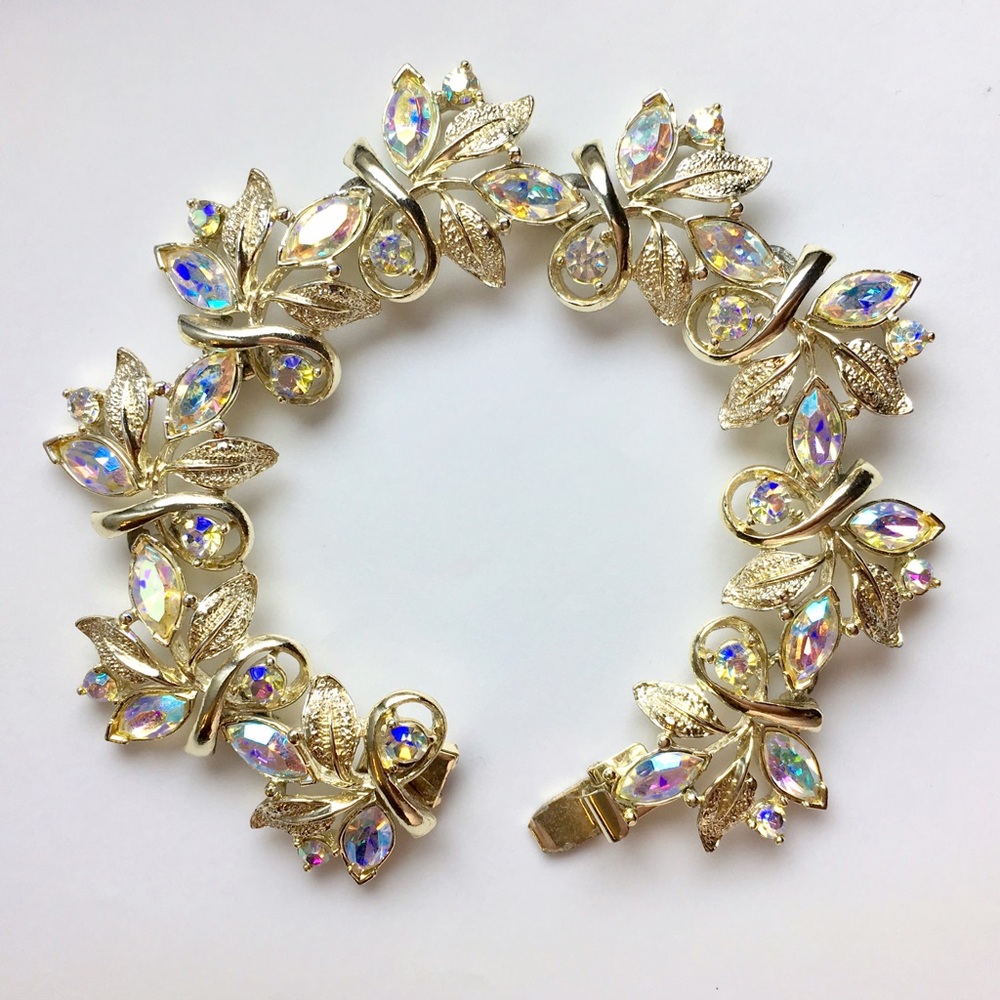 [Vintage] Aurora Borealis Gold Iridescent Bracelet