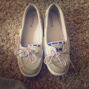 Grey and purple plaid Sperrys