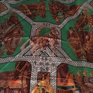 Hermes silk scarf with box and knotting cards