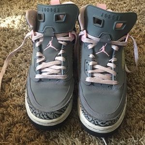 Gray and pink Jordan Sneakers