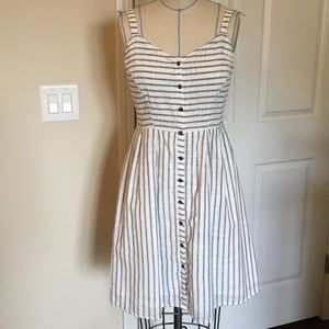 Button front striped dress