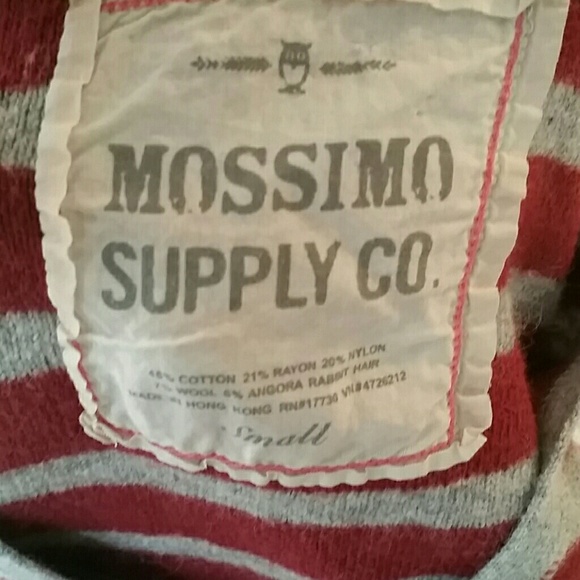 MOSSIMO l/s burgundy/gray sweater - Picture 3 of 4