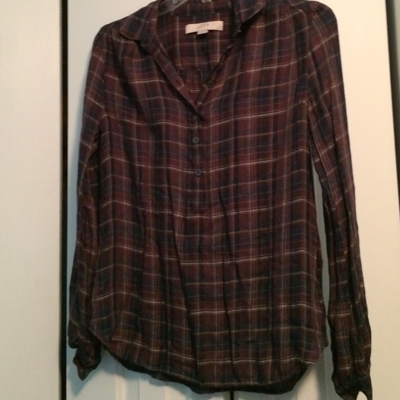Loft XS plaid blouse