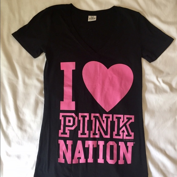 VS PINK V-Neck T-Shirt - Black