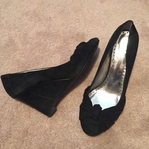BCBG black wedges