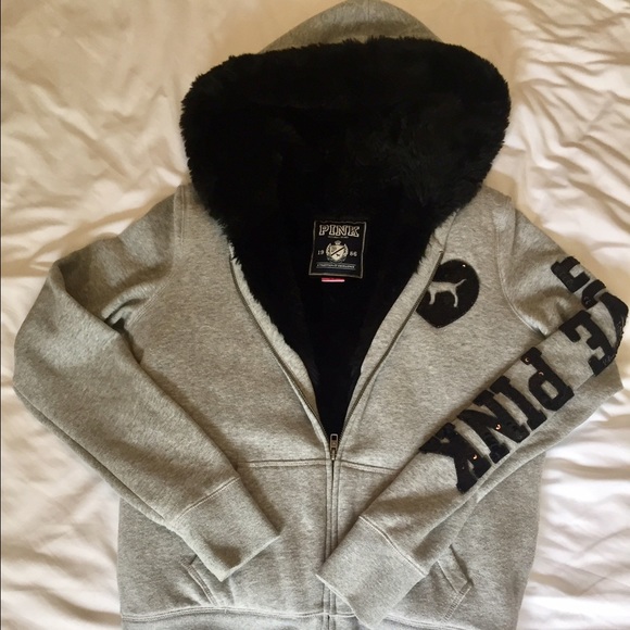 VS PINK Faux-Fur Zip Up Jacket