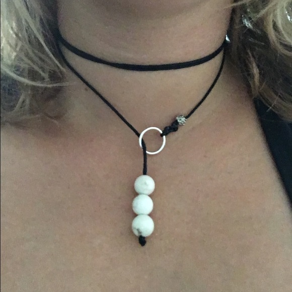 While beaded choker