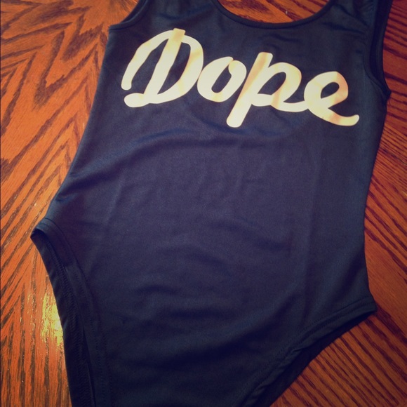 Black "Dope" Backless Bathing Suit