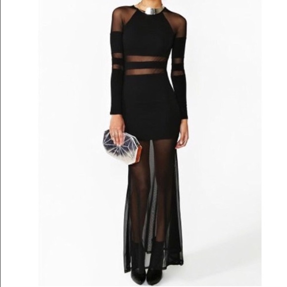 Black Mesh Maxi Dress