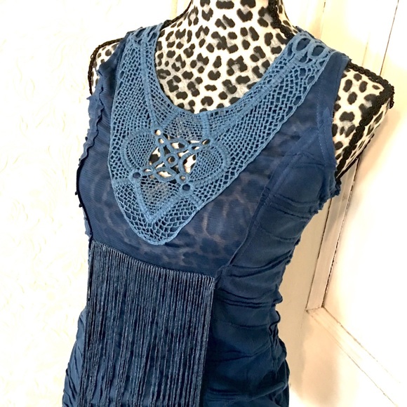 Anthropologie Tops - Mur Mur Anthropologie Blue Fringed Crotchet Top Anthropologie Tops - Mur Mur Anthropologie Blue Fringed Crotchet Top