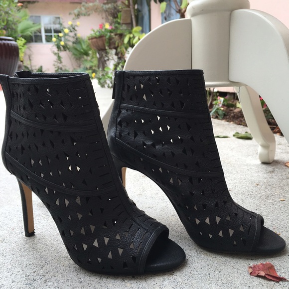 Black Vince Camuto Peep Toe Booties
