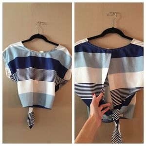 Chiffon crop top with open back