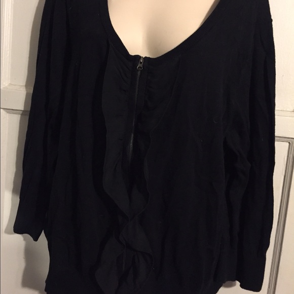 Elle plus size sheer ruffle zipper cardigan
