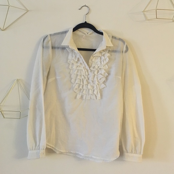 White Frilled Blouse