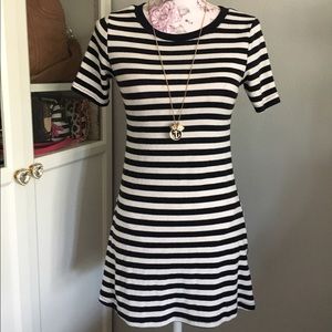 Navy blue & white striped dress