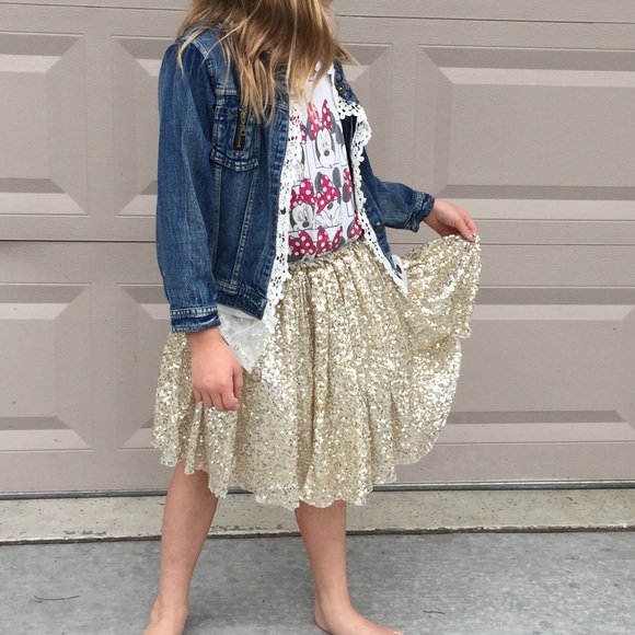 Gold Sequin Skirt - Picture 3 of 4