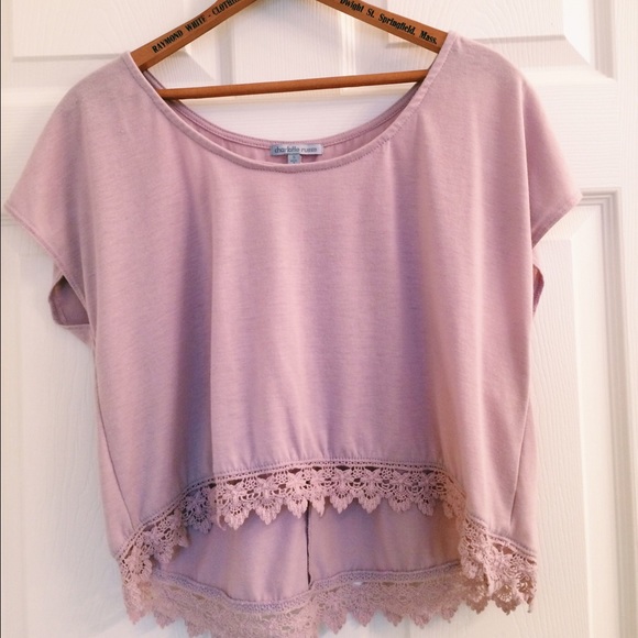 Charlotte Russe Pink Crop Top With Lace  Trim - Picture 1 of 1