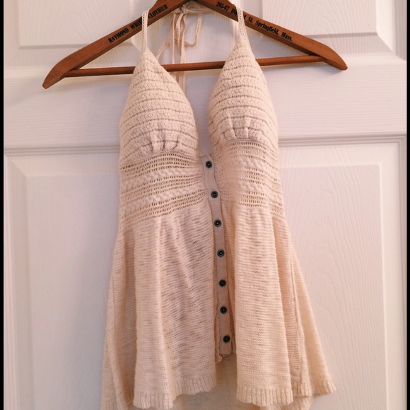 American Eagle Outfitters Cream Crotchet Top - Picture 1 of 4