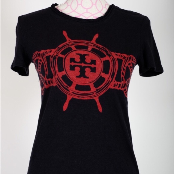 Tory Burch Logo Tshirt Navy size: XS