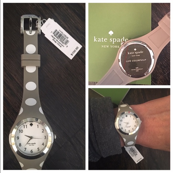 NWT Kate Spade Gray & White Polka Dot Watch - Picture 3 of 4