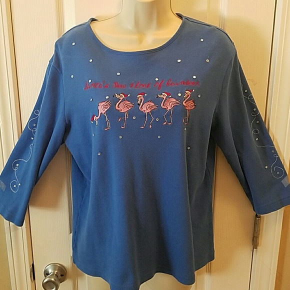 Flamingo Christmas shirt.