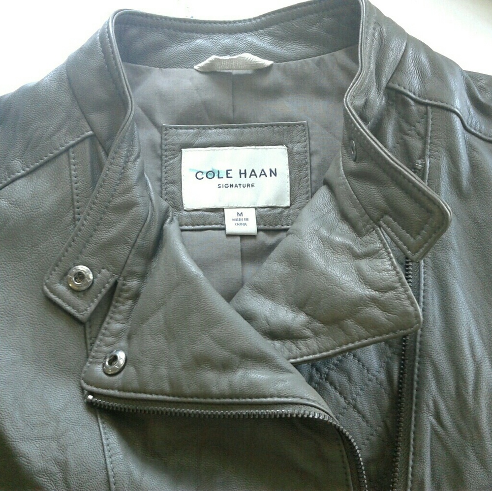 Cole Haan Washed Leather Motorcyle Jacket