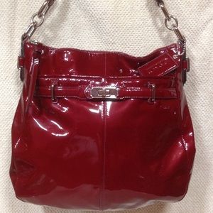 AUTHENTIC COACH BURGUNDY RED  PATENT LEATHER BAG