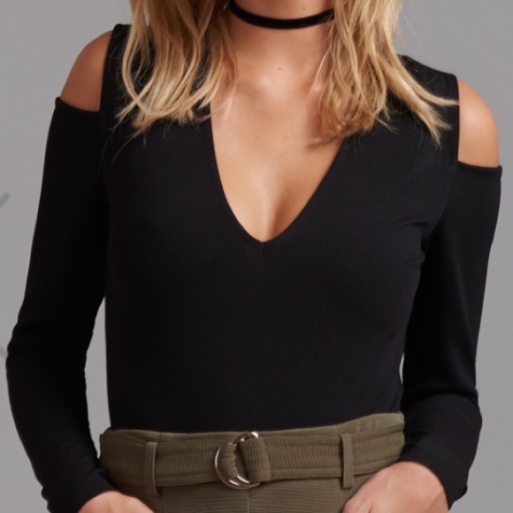 NWT Cold Shoulder V-Neck BODYSUIT