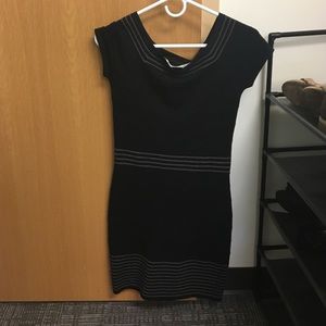 Black and gold striped bandage dress