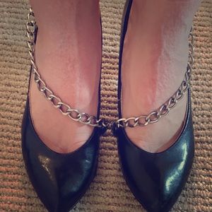 Punkrose Black Heels with Chain Size 6