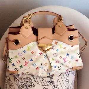 Louis vuittton white brown leather tote bag Louis vuittton white brown leather tote bag