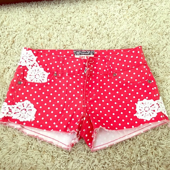 Hot kiss crocheted polkadot cut off shorts- size 3