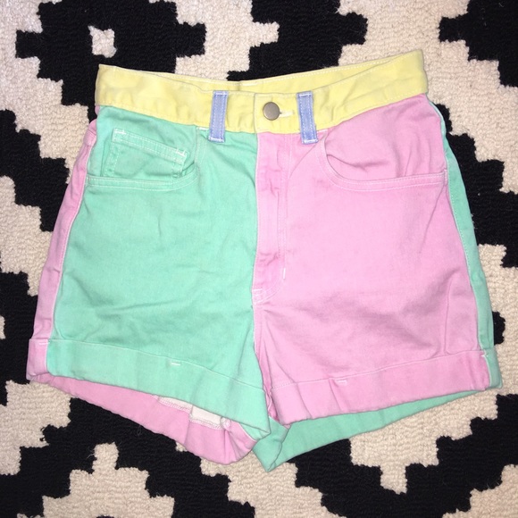 Color Block High-Waisted Shorts