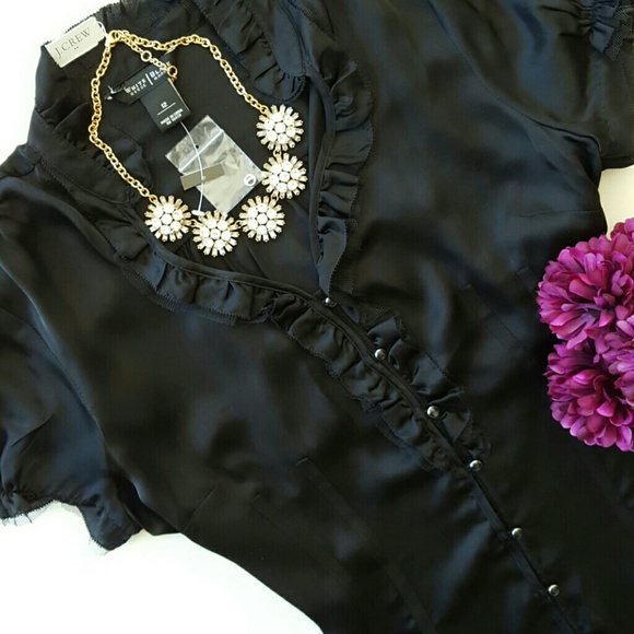 Over 40 Sold! NWT WHBM | Silk Ruffled Top - Picture 2 of 5